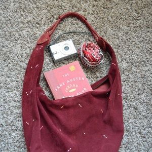 Retro vintage red slouch shoulder purse bag
